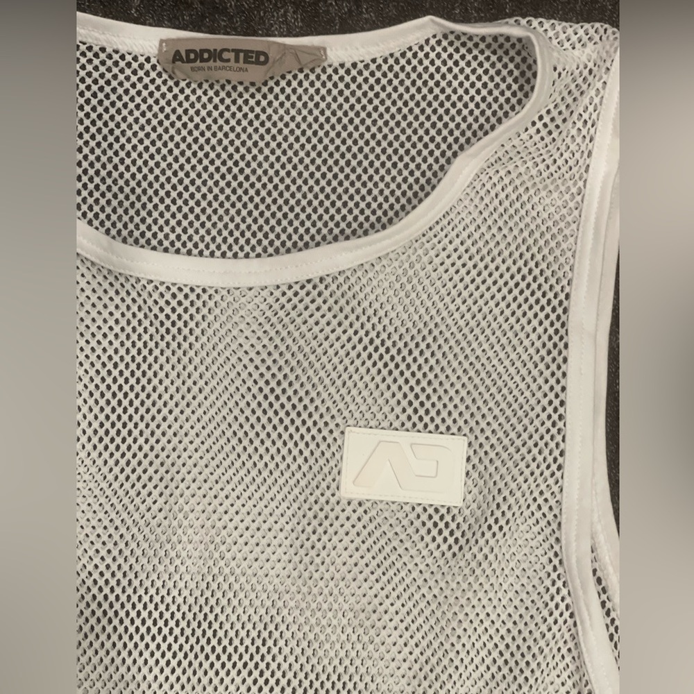 White Addicted mesh tank top